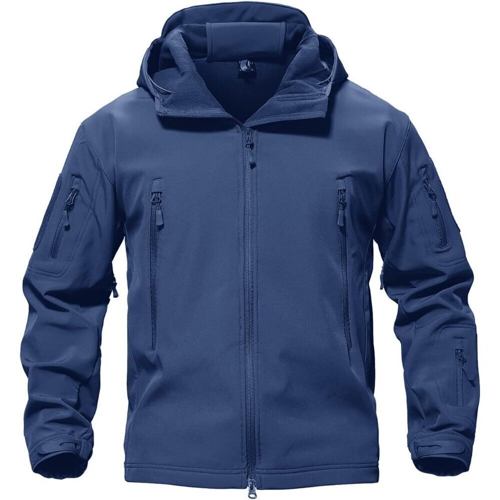 Men's #05-royal Blue Tactical Soft Shell Winter Jacket with Fleece Lining & Hood